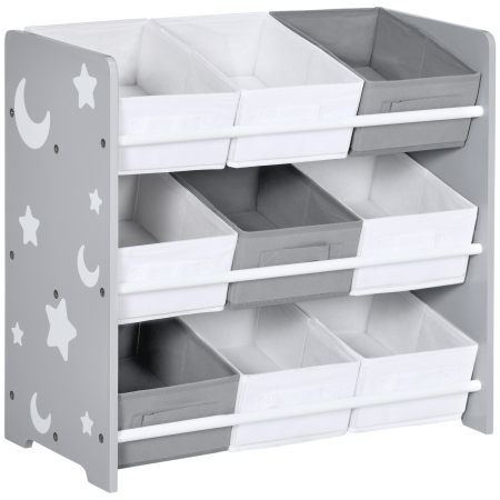 Dormitor & birou - Dulap de Jucarii  cu 9 Cosuri Detasabile, Cutie de Depozitare pentru Jucarii din Lemn MDF si Material Textil