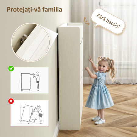  Dulap de Pantofi Slim din Lemn cu 4 Sertare Rabatabile si 2 Sertare Glisante, 98x19,2x95,3 cm, Alb [7]