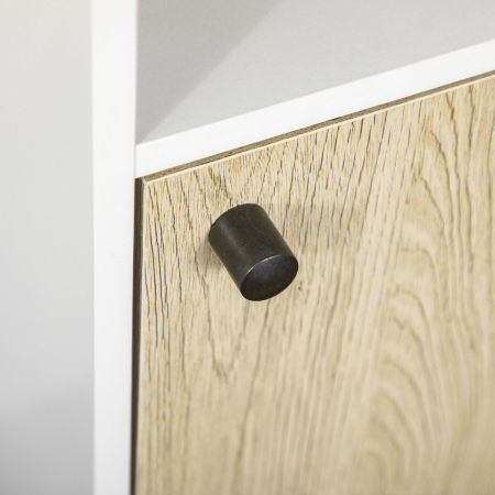  Dulap de podea pentru baie cu raft deschis, organizator de depozitare independent cu o singura usa pentru birou, living, dormitor, stejar si alb [8]