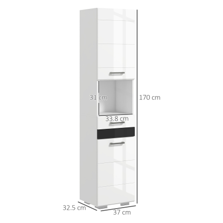  Dulap de Podea pentru Baie Dulap de Depozitare Independent Usi Sertar Rafturi Reglabile pentru Bucatarie Camera de Zi Alb depozitare laterala toaleta acasa birou hol prosop manere dus colt baza inalt [2]