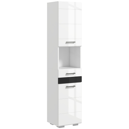 Baie -  Dulap de Podea pentru Baie Dulap de Depozitare Independent Usi Sertar Rafturi Reglabile pentru Bucatarie Camera de Zi Alb depozitare laterala toaleta acasa birou hol prosop manere dus colt baza inalt