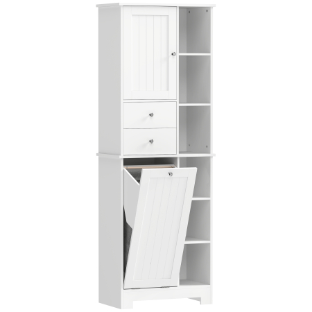 Baie - , Dulap de Podea pentru Baie, Economisitor de Spatiu, MDF, 60 x 28,8 x 171 cm, Alb