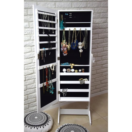 Dulap de toaleta cu oglinda si spatiu de depozitare bijuterii, 35x120cm, alb [2]