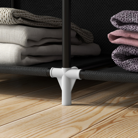  Dulap din Material Textil cu Baza inaltata, 8 Rafturi si 2 Bare, 125x43x162.5 cm, Gri inchis [8]