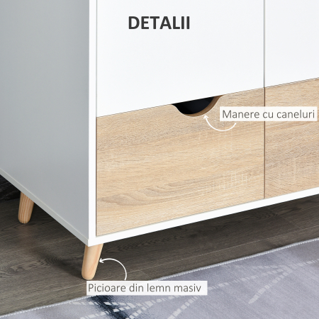  Dulap Elegant 2 Sertare & Raft pentru Haine - Alb [5]