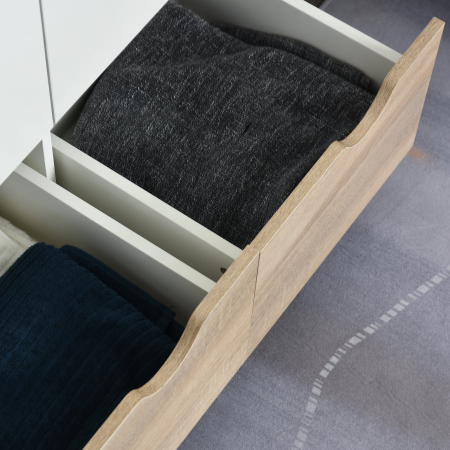  Dulap Elegant 2 Sertare & Raft pentru Haine - Alb [8]
