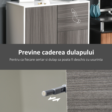  Dulap Gri Multiuz - Sertare & Compartimente cu Apasare [5]
