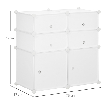  Dulap Haine Dulap Pantofi Modular din Plastic 6 Cuburi Alb, 75x37x73cm [2]