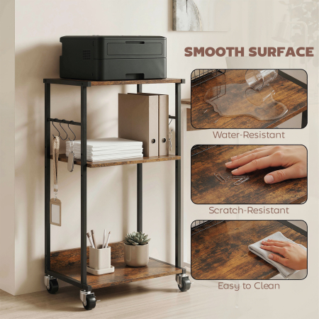  Dulap Imprimanta Industrial 3 Niveluri, Roti si Carlige, Maro Rustic. [5]