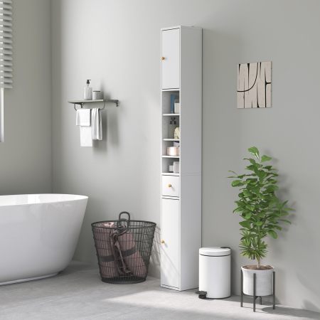  Dulap inalt Baie - Alb, Cu Sertar & Rafturi Deschise, 178 cm [1]