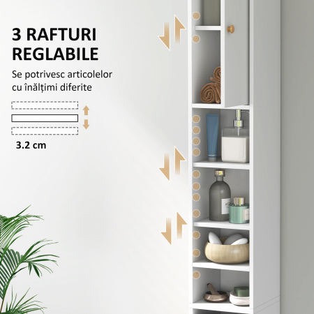  Dulap inalt Baie - Alb, Cu Sertar & Rafturi Deschise, 178 cm [4]