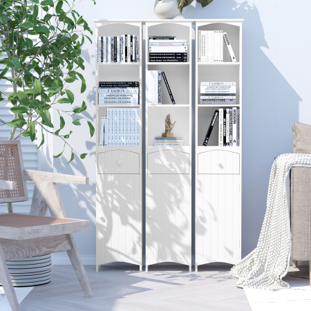  Dulap inalt de Baie  cu 3 Rafturi din MDF, 34x24x170 cm, Alb [1]