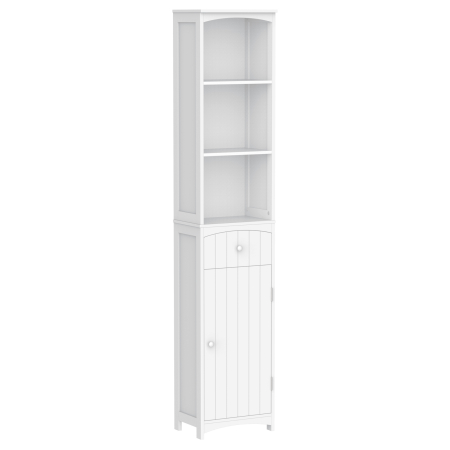 Baie -  Dulap inalt de Baie  cu 3 Rafturi din MDF, 34x24x170 cm, Alb