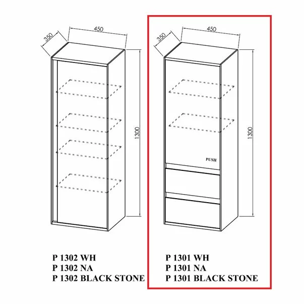 Dulap inalt suspendat cu usa si sertare KolpaSan Pandora mdf alb 130x45 cm [1]