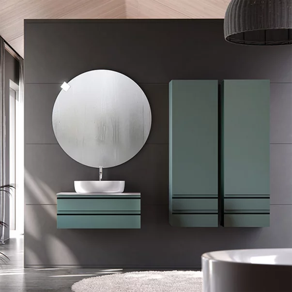 Dulap inalt suspendat KolpaSan Alexis verde 1 usa si 2 sertare 45 cm [1]