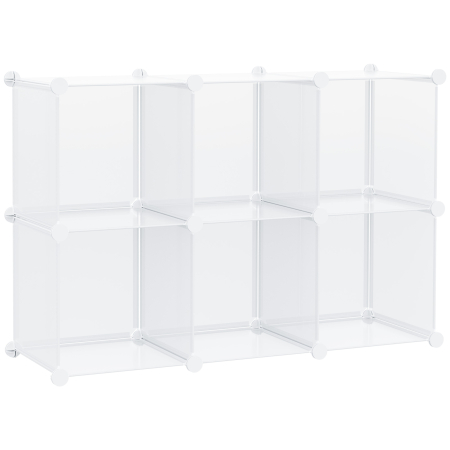Living & hol -  Dulap interior modular pentru pantofi, 6 cuburi din plastic PP, 94,5x32x162cm, transparent