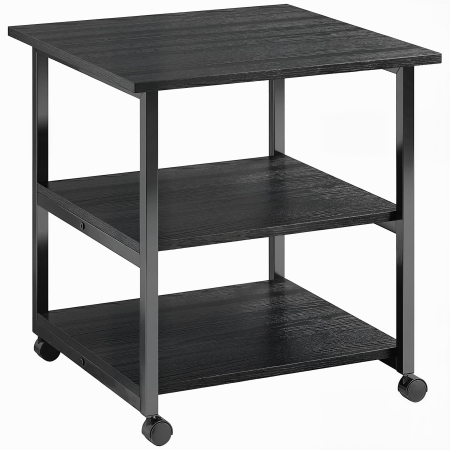 Dulapuri birou -  Dulap mobil pentru imprimanta cu 3 rafturi si 4 roti, lemn si otel, 50x50x52,5cm, negru