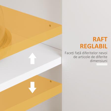  Dulap Modern cu 3 Sertare si 3 Usi, din MDF si PAL, cu Raft Reglabil, 101x39x82 cm, Alb [4]