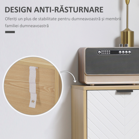  Dulap Modern Depozitare - Rafturi Reglabile, Alb & Lemn Natural [6]