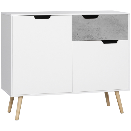 Bucatarie -  Dulap modern pentru depozitare, dulap decorativ cu sertar, 2 usi pentru dormitor, living, hol, gri deschis