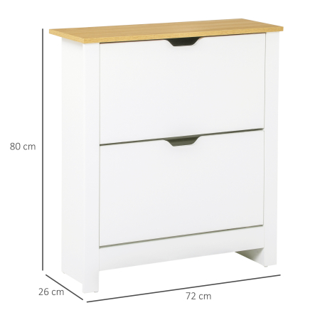  Dulap modern pentru pantofi, pentru maximum 12 perechi, cu 2 sertare reglabile si detasabile, din lemn, 72x26x80 cm, alb [2]