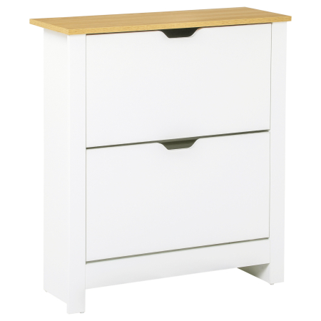 Living & hol -  Dulap modern pentru pantofi, pentru maximum 12 perechi, cu 2 sertare reglabile si detasabile, din lemn, 72x26x80 cm, alb