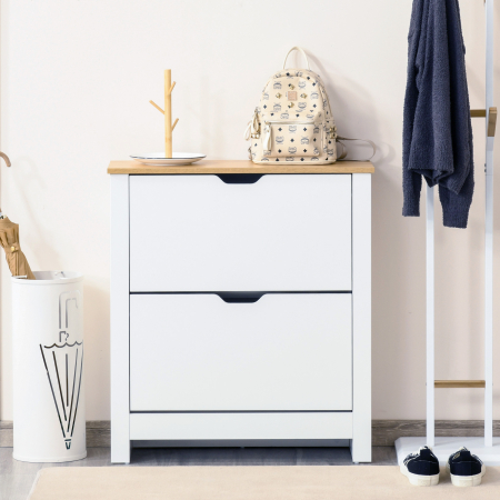  Dulap modern pentru pantofi, pentru maximum 12 perechi, cu 2 sertare reglabile si detasabile, din lemn, 72x26x80 cm, alb [1]