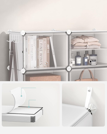 Dulap modular pantofi cu 10 compartimente, cu usi transparente, 83x32x156 cm, alb [2]