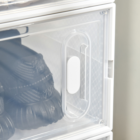  Dulap Modular pentru Pantofi cu 8 Cuburi de Depozitare si Usa Magnetica, din PP, 25x35x19 cm, Alb si Transparent [8]