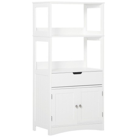 Dulapuri baie -  Dulap multifunctional cu rafturi, MDF, 60x33x122.5 cm, Alb