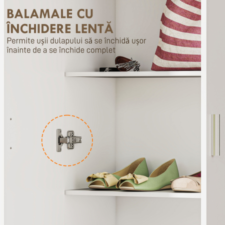  Dulap Multifunctional cu Usi Batante, 5 Rafturi si 3 Niveluri Reglabile, 60x31,5x165 cm, Alb [5]