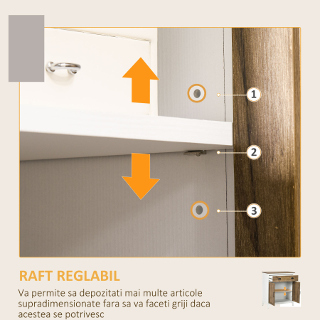  Dulap Multifunctional din PAL cu Dulap si Sertar in Stil Rustic, 78.5x39x89.4cm, Alb [4]