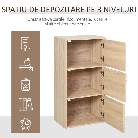  Dulap Multifunctional Lemn Natural - 3 Rafturi & Usi pentru Casa sau Birou [4]