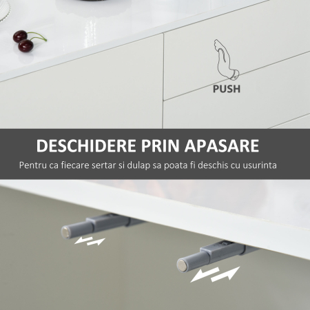  Dulap Multiuz 2 Sertare si 2 Compartimente cu usa Deschidere prin apasare, Alb [5]