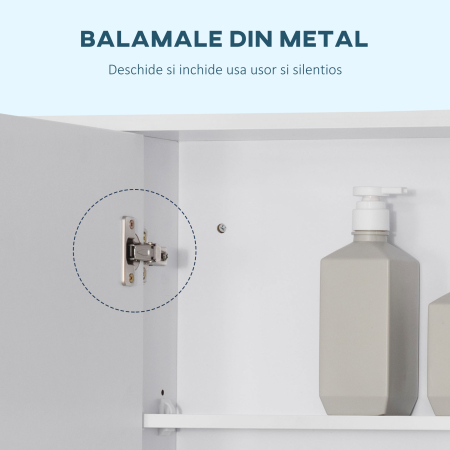  Dulap Oglinda pentru Baie - Alb cu Rafturi [4]