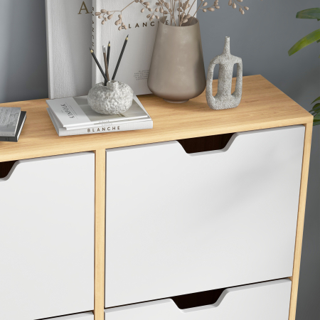  Dulap Pantofar Modern cu 4 Sertare Rabatabile si Raft Reglabil, Organizator de Depozitare pentru Dulap Pantofar de Hol pentru 16 Perechi de Pantofi, Natur [7]