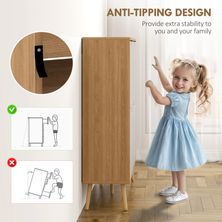  Dulap Pantofar Modern cu 4 Sertare Rabatabile si Raft Reglabil, Organizator de Depozitare pentru Dulap Pantofar de Hol pentru 16 Perechi de Pantofi, Natur [6]