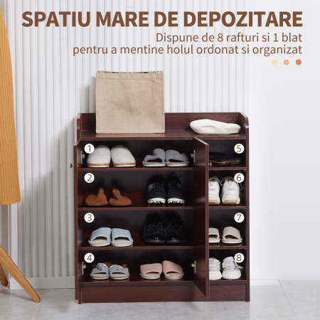  Dulap Pantofi 83×30×90 cm - Lemn, 12 Perechi, Culoare Cafenie [3]