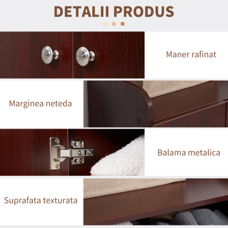  Dulap Pantofi 83×30×90 cm - Lemn, 12 Perechi, Culoare Cafenie [5]