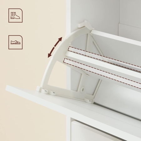 Dulap pantofi cu 2 usi rabatabile, pentru 12-18 perechi, 60x24x120 cm, alb [6]