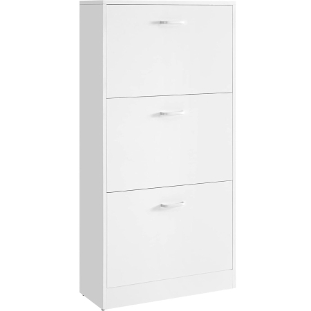 Pantofare - Dulap pantofi cu 2 usi rabatabile, pentru 12-18 perechi, 60x24x120 cm, alb