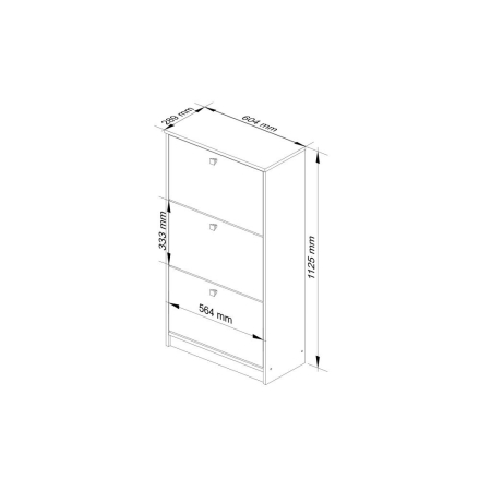 Dulap pantofi cu 3 usi rabatabile, PAL laminat 16 mm, 60x29x113 cm, alb [2]