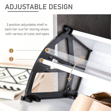  Dulap Pantofi Gri & Alb - 2 Usi, 8 Perechi, Economie Spatiu [5]