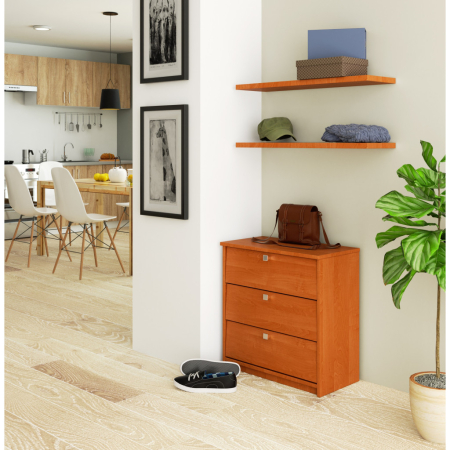 Dulap pantofi MINI cu 3 usi rabatabile, PAL laminat 16 mm, 60x31x62 cm, maro arin [3]