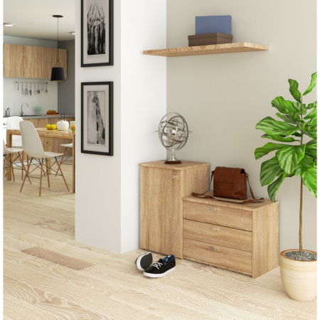 Dulap pantofi S16 cu comoda, 3 niveluri rabatabile, PAL laminat 16 mm, 98x33x67 cm, stejar sonoma [3]