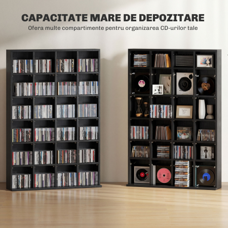  Dulap pentru CD-uri pentru 456 CD-uri sau 336 DVD-uri, 24 Compartimente, 89x20x130.5 cm Negru [3]