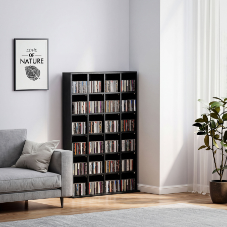  Dulap pentru CD-uri pentru 456 CD-uri sau 336 DVD-uri, 24 Compartimente, 89x20x130.5 cm Negru [7]
