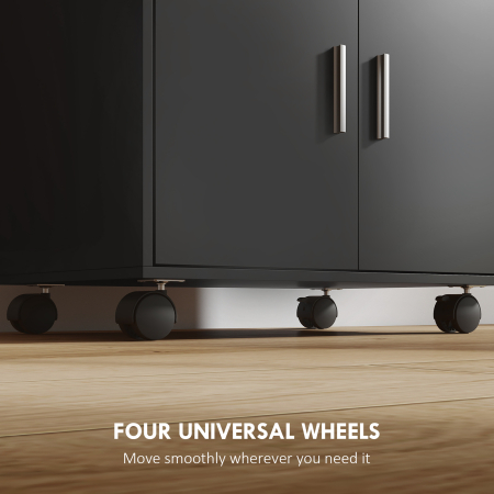  Dulap pentru Cuptorul cu Microunde cu Sertar, Dulap si 2 Rafturi Negru [5]