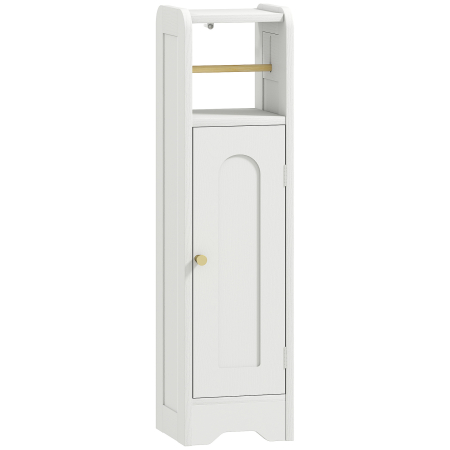 Mobilier pentru baie -  Dulap pentru Hartie Igienica din Lemn cu Compartiment si Raft Reglabil, 21x20x79 cm, Alb