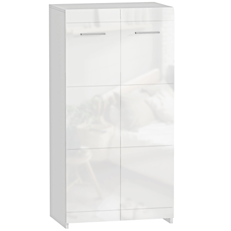 Living & hol -  Dulap pentru incaltaminte cu 5 rafturi reglabile si detasabile, din lemn, 55x36x108 cm, alb lucios